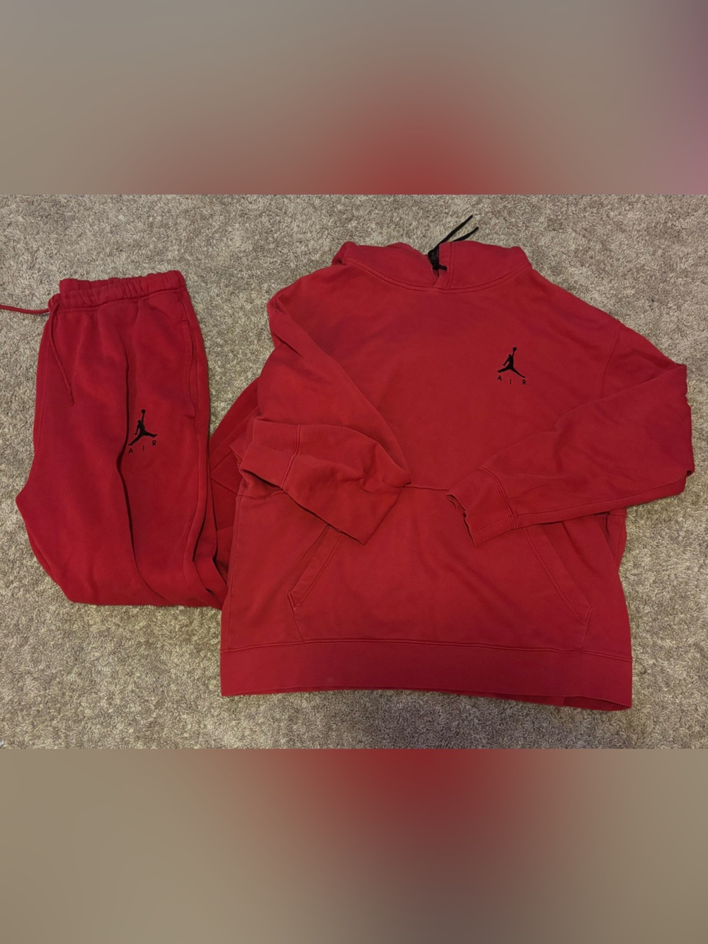 Men’s Jordan Red Hoodie & Joggers Set with Black Jumpman